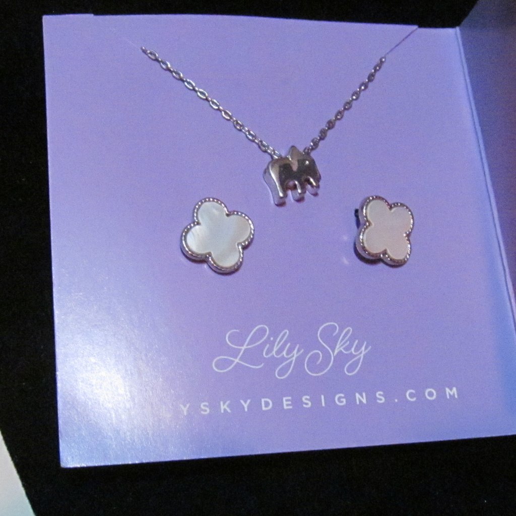 Lily Sky Pierced Earring And Necklace Set Silver Tone New